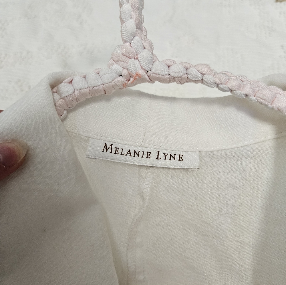 White Ruffled Linen Blouse - Picture 7 of 8